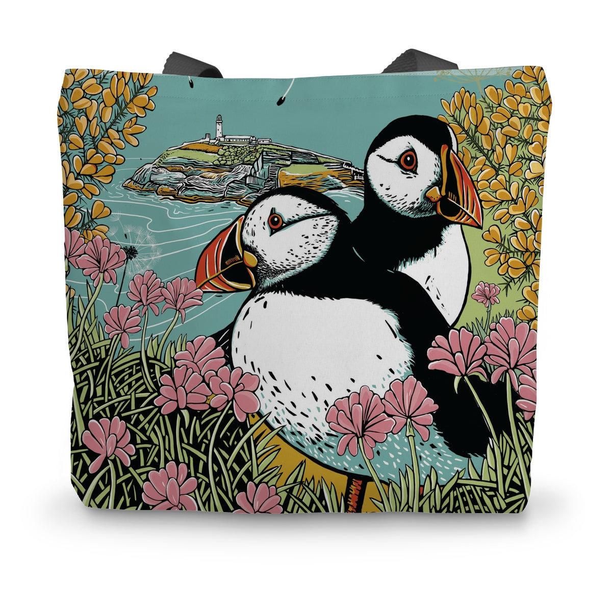 Clifftop Puffins Canvas Tote Bag