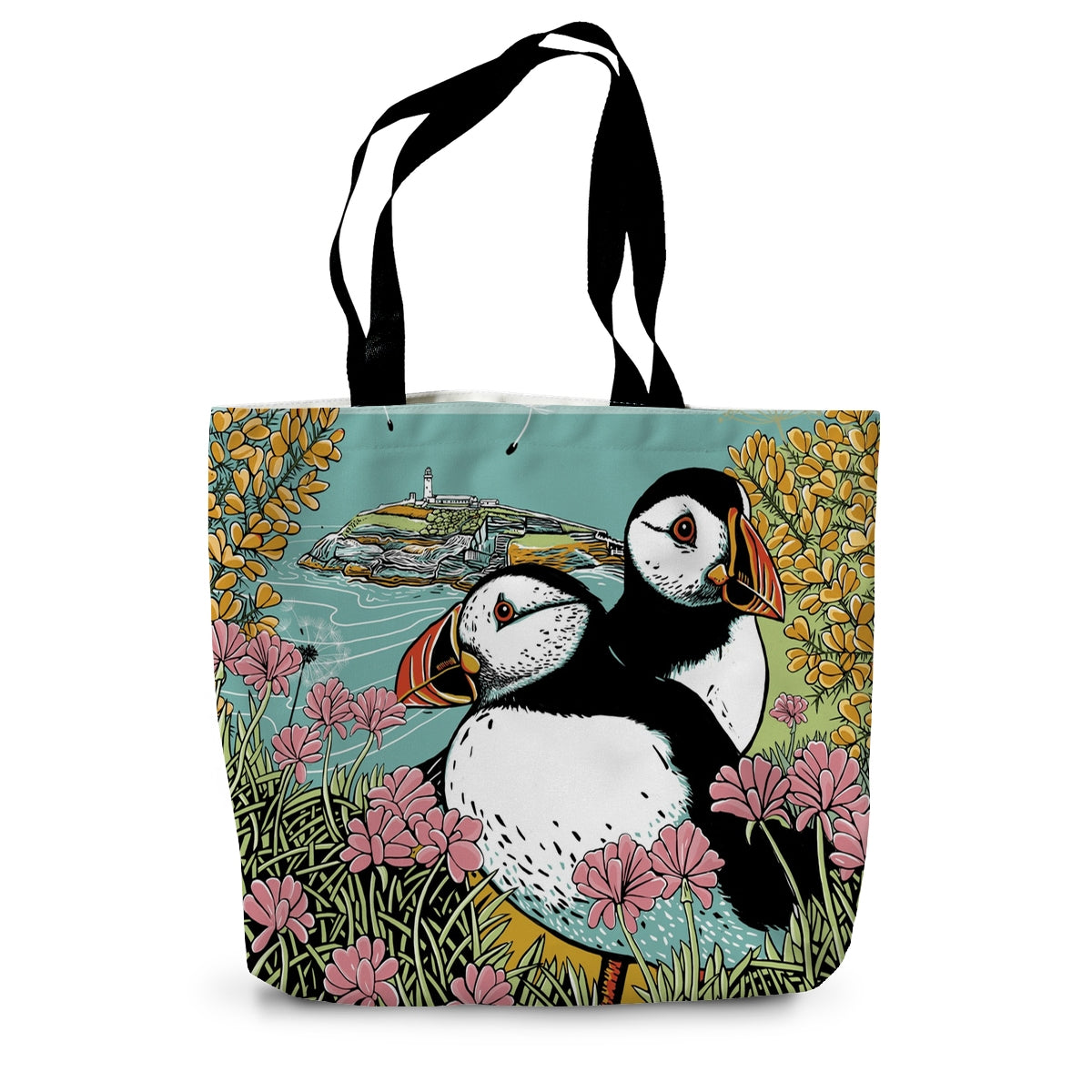 Clifftop Puffins Canvas Tote Bag