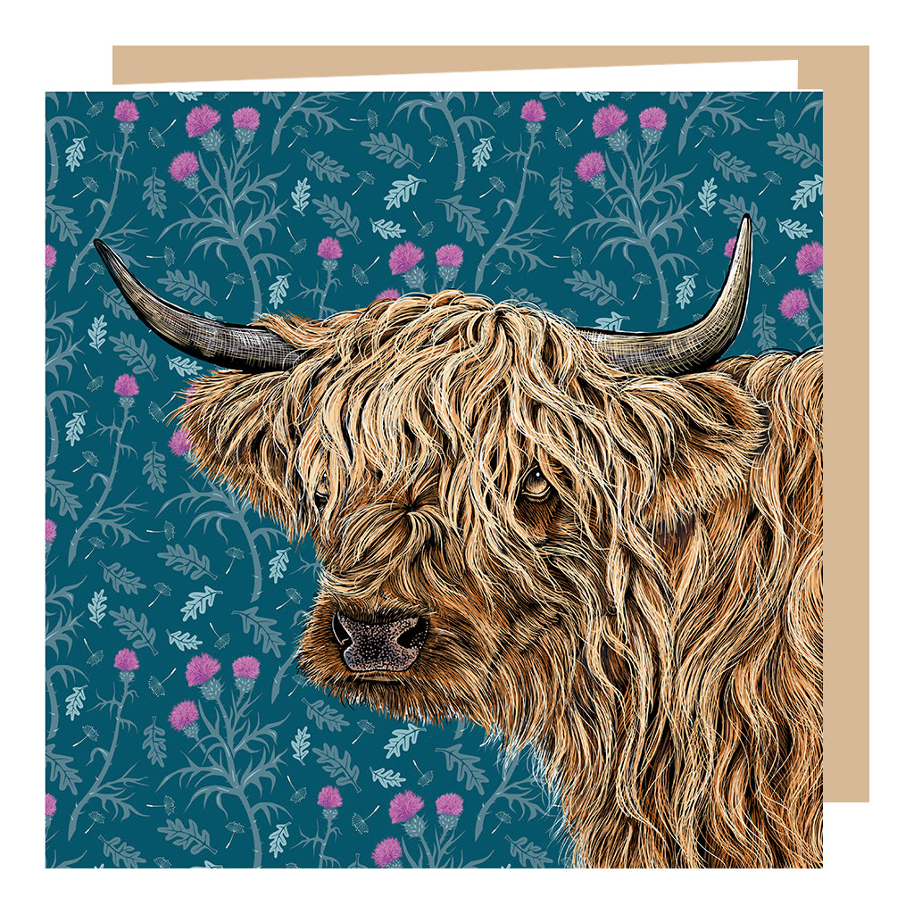 Highland Cow Greeting Card by Fox and Boo
