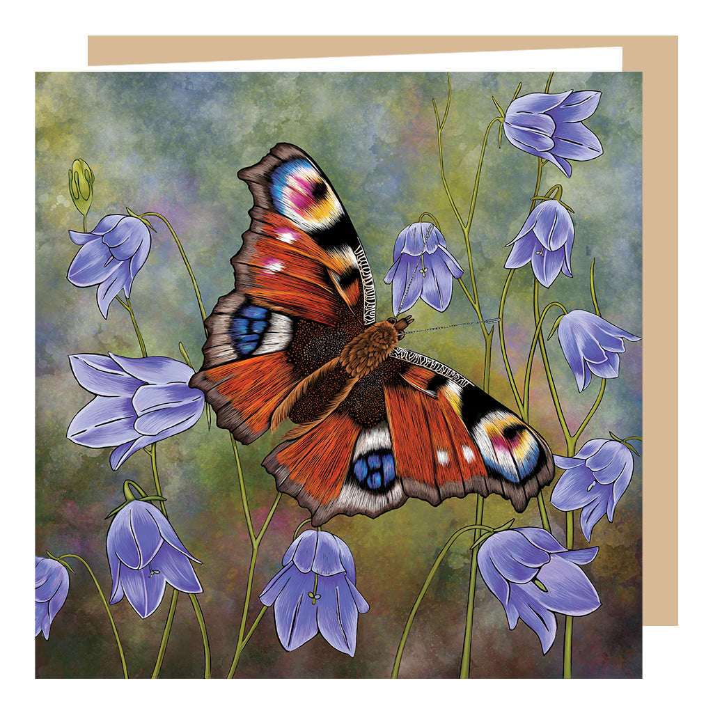 'Peacock Butterfly and Harebells' Greeting by Fox and BooCard